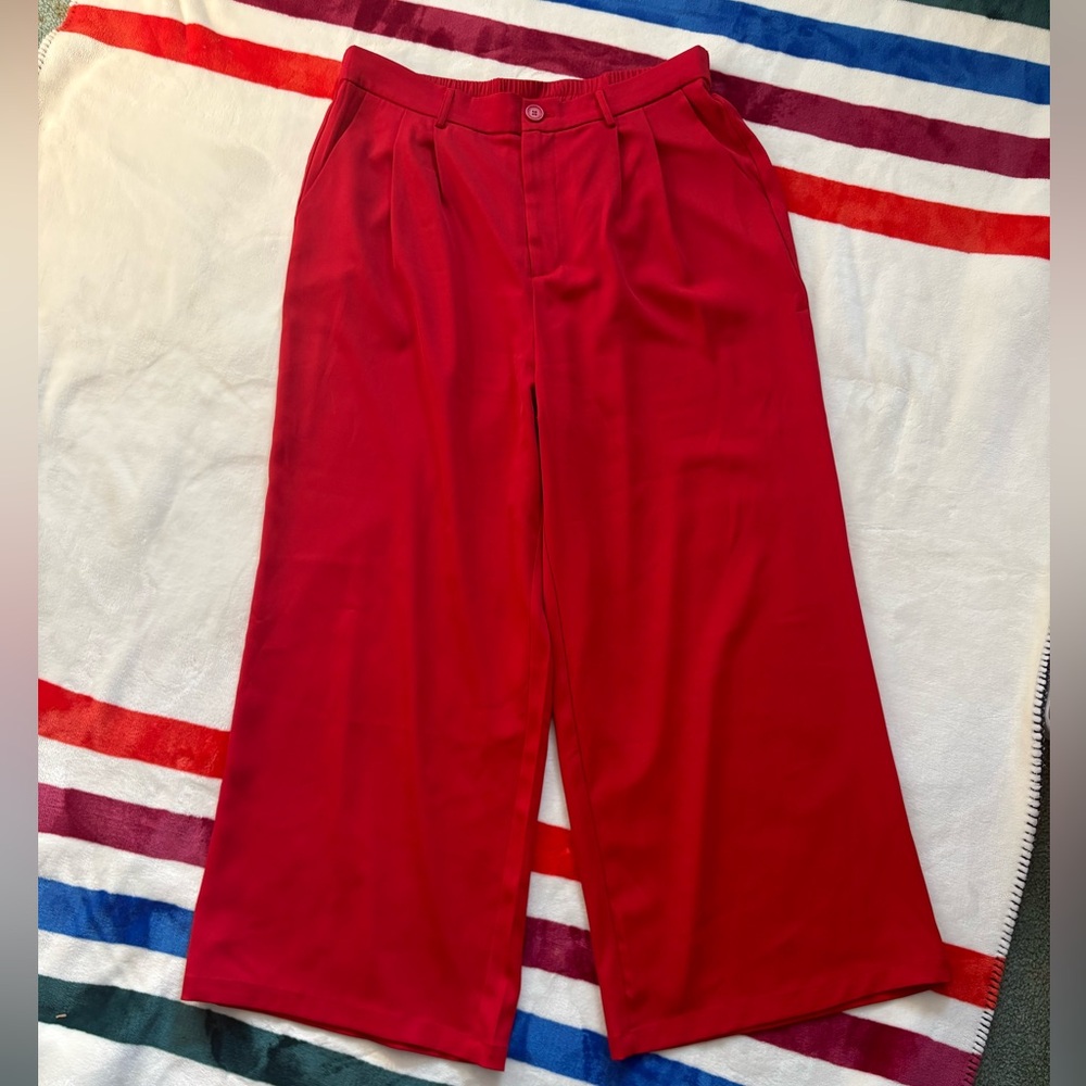 Elegant Red Women's Flare Pants